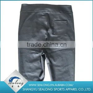 New Fancy PU Black Women Fashion Pants Designs With High Quality thumbnail-4