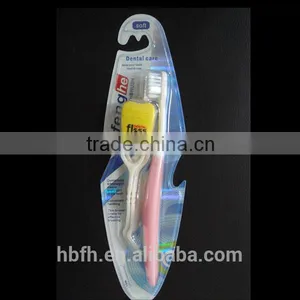 Adult Soft Nylon Bristle Tooth Brush With Dental Floss thumbnail-1