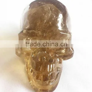 Natural Crystal High Quality Smoky Quartz Skull Carving thumbnail-2