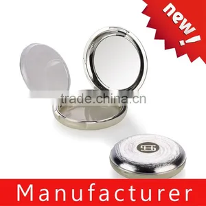 Unique Design Silver Annual Ring Pattern Empty Compact Powder Packaging With Mirror thumbnail-1