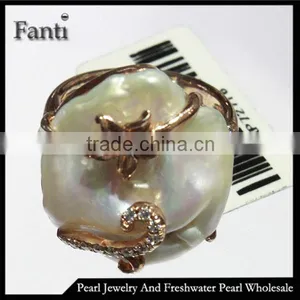 Large Baroque Pearl Ring/Fireball Pearl Ring/unique Pearl Ring thumbnail-1