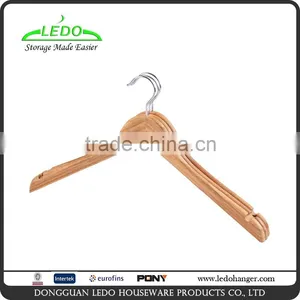 Natural Finish Wooden Coat Hangers With Notched Shoulders and Anti-rust Hook thumbnail-1