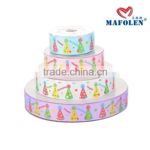 Mafolen Wholesale 1 Inch Grosgrain Printed, Birthday Wishes Ribbon by the Yard thumbnail-1