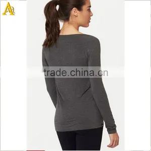 Custom Women Grey Fitness Long Sleeve Shirts for Gym Wear thumbnail-3