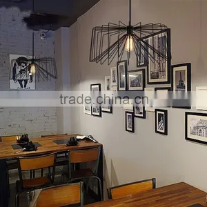 Top Quality Industrial Vintage Lamp Hexagram Wrought Iron Chandelier thumbnail-2
