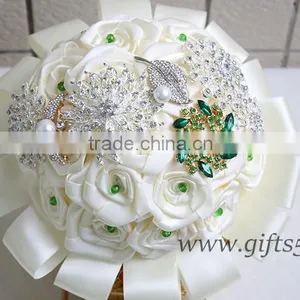 Custom Beaded Bouquet Jeweled Flower Bridesmaids Bouquet in Handmade thumbnail-1