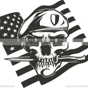 Water Transfer Summer USA Soldier Black Skull Customized Temporary Tattoo thumbnail-1