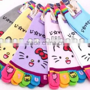 Women's Five Toe Socks, Hello k Toe Socks, Lovey Cartoon Summer Toe Socks thumbnail-1