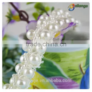 African Latest Design Garment Voile Lace for Pearl Beaded Trimming for Bridal Accessory thumbnail-1