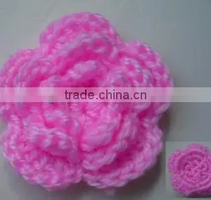 Soft Pink Mohair Crochet Flowers for Hats/cheap Crochet Flower/ Crochet Applique thumbnail-1