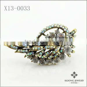 Antique Gold Brooch With Crystal and Electroplated Glass thumbnail-1