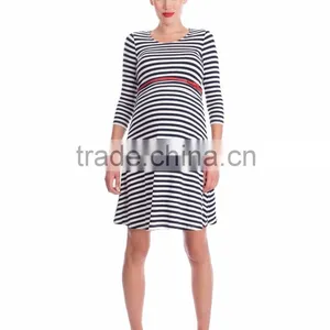 Slim Stripe Maternity Salwar Kameez Long Sleeves thumbnail-2