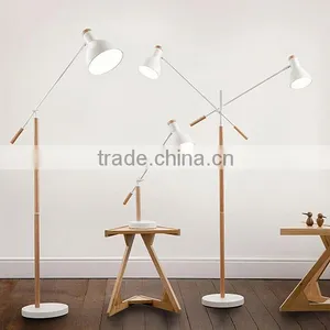 Arm Adjustable Wooden Metal Table And Floor Lamp Set thumbnail-1