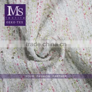 2016 Fashion White Thick Tweed Fabric, Heavy Woolen Tweed Fabric for Winter Garment thumbnail-1