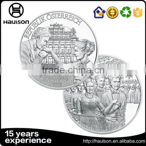 2016 China Fashionable Collective Beautiful Design Die Cast Copper Material Fine Silver Plating Love Wedding Souvenir Coin thumbnail-1