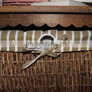 Wooden Cabinet With Four Wicker Drawers and One Door thumbnail-2