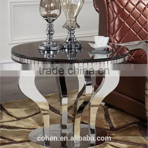 Round Shape Stainless Steel Corner/tea Table With Stone Marble Top B108-2 thumbnail-1