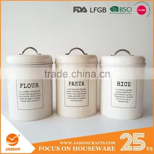1.5L Retro Metal Tea Coffee Sugar Can Bin Pea Bean Lentil Set of 3 Storage Canister thumbnail-2