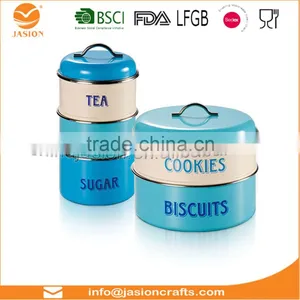 Kitchen Metal 3layers Airtight Canister Set,Treats Biscuits Cake Biscuits Cookies Jar Storage Bin thumbnail-1