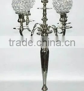 Nickle Plated Crystal Ball Candelabra thumbnail-1