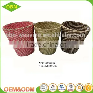 Many Color Handmade 100% Natural Custom Decorative Woven Paper Waste Basket Waste Bin thumbnail-5