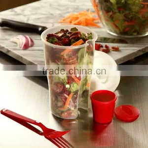 Salad Bottle Wholesale,salad Cup With Fork, Plastic Transparent Salad Shaker thumbnail-3