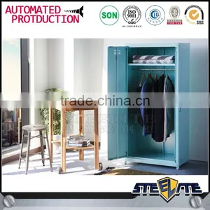 Hanging Clothes Storage Cabinet 2 Door Steel Locker Wardrobe thumbnail-1