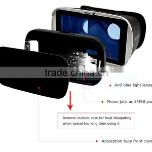 VR Headset With 3D Glasses VR Box With Remote Control V6 42mm Lenses 4.5 - 6 Inch thumbnail-3