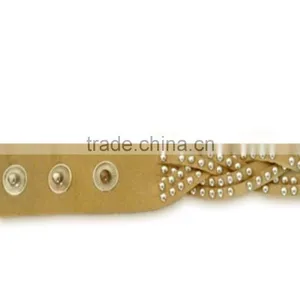 Popular PU Leather Bracelet, Hot Sale Gift Leather With Crystal Gem Decoration thumbnail-3