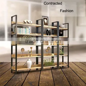 Steel-wood Bookshelf, Metal Frame French Style Furniture Antique Bookshelf Wooden Bookshelf thumbnail-2