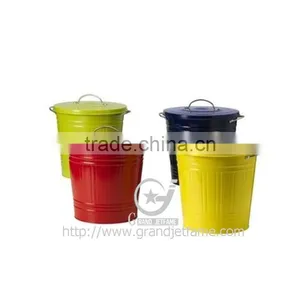 Galvanized Steel Garbage Bin Antique Metal Garbage Bin thumbnail-5