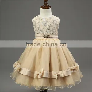 Retro Style Girls Party Wear Dress Kids 2015 New Designer Flower Bowknot Party Formal Ceremonies Dresses For Girls Free Shipping thumbnail-1