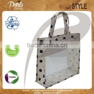 See Through PVC Indian Bags With Jute Sides - Made From Thick PVC & Laminated Jute thumbnail-1