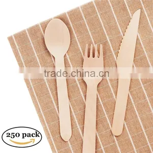 Birch Restaurant Disposable Wooden Cutlery Set thumbnail-1