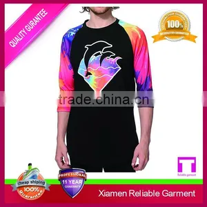 New Design 100% Cotton 3/4 Sleeve Raglan t Shirt , High Quality Wholesale Printing Custom Accepted thumbnail-4