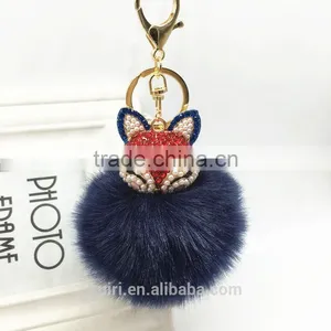 2017 New Fashion Cute Faux Fur Ball Plush Keychain Car Key Chain for Bag Pendant Fmq-11 thumbnail-2