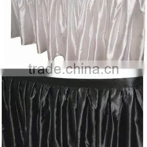 White and Black Satin Table Skirting for Banquet and Weddings thumbnail-1