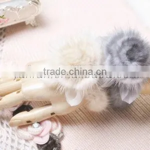 YR384 Women Real Mink Fur Flower Accessory Snood thumbnail-2