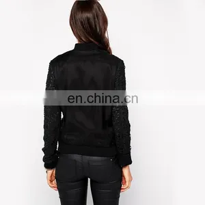 Bomber Black Lady Jacket in Lace thumbnail-3
