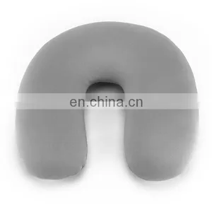 Spandex Microbeads Rest U Shape Pillow Cushion Custom Cute 2 in 1 Plush Soft Stuffed Grey Dog Toy Travel Memory Foam Neck Pillow thumbnail-3