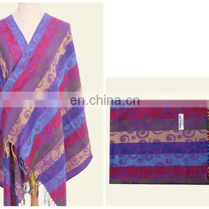 100% Jacquard Cotton Striped Woven Scarf thumbnail-5