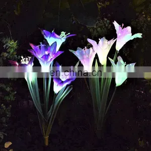 Solar Lights Outdoor - New Upgraded Solar Garden Lights, Multi-Color Changing Lily Solar Flower Lights for Patio,Yard Decoration thumbnail-2
