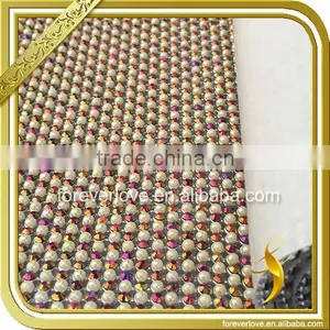 Wholesale Hotfix Design Round Ceramic Crystal Rhinestone Mesh Sheets for Bag FRM-176 thumbnail-1