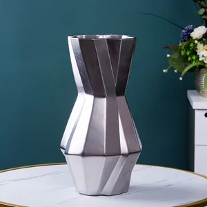 Silver Gilt Twist Creative Ceramic Vase Table Art Decoration For Home Office Shopping Mall thumbnail-4