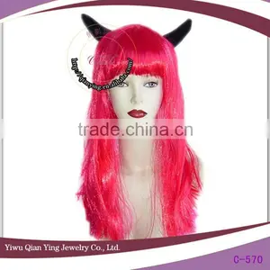 Best Selling Cheap Wholesale Pink Straight ox Horn Halloween Party Wigs thumbnail-1
