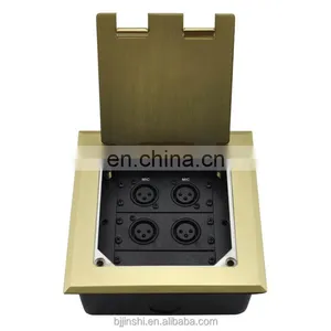 Golden Brushed Stainless Steel Electrical Floor Power Data Mounted Outlet Socket Box thumbnail-4