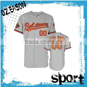 Sublimation/embroidery Logo Cheap Plain Polyester Baseball Jersey thumbnail-1