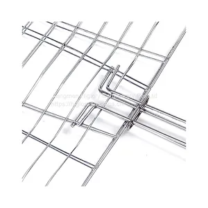 Wholesale BBQ Tool Set Barbecue Accessories Stainless Steel Removable BBQ Charcoal Grill Basket BBQ Vegetable Mesh thumbnail-3