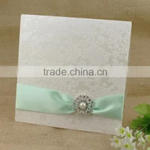 Ideal New Flower Flocking Elegant Luxurious Wedding Invitation Card thumbnail-3