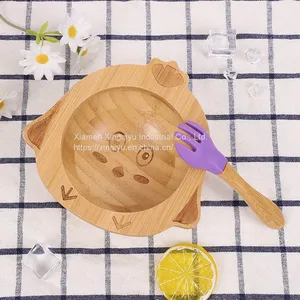 Toddler Feeding Divided Plate Bamboo Plates Baby Kids Bamboo Suction Plate thumbnail-3